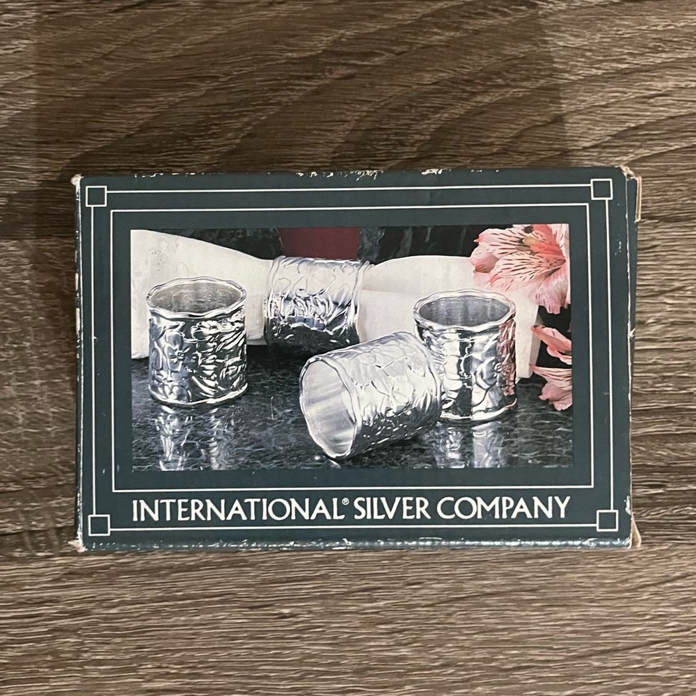 International Silver Company Botanica SilverPlated Napkin Ring Set